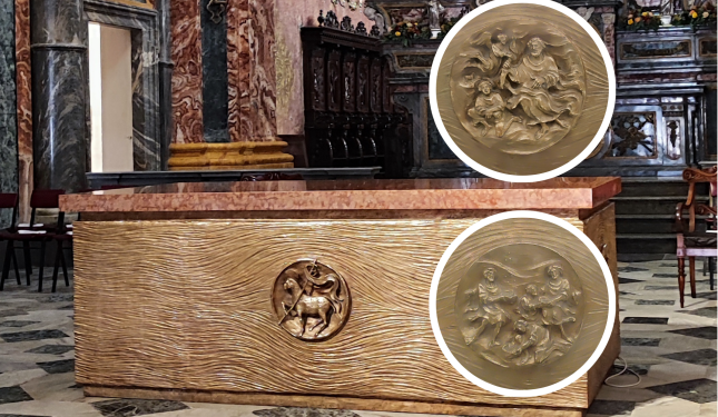 Cosa significano quelle tre immagini-simbolo sul nuovo altare della Cattedrale?